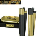 CLIPPER Feuerzeug BLACK GOLD Metall Gas Normalflamme...