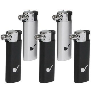 Pfeifenfeuerzeug einfaches robustes Feuerzeug für Pfeifen Schwarz Silber 1-5 Stk