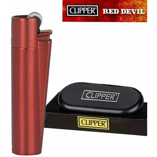 CLIPPER Feuerzeug RED DEVIL Metall Gas Normalflamme einstellbar wiederbefüllbar