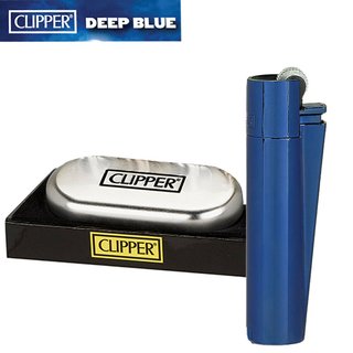 CLIPPER Feuerzeug DEEP BLUE Metall Gas Normalflamme einstellbar wiederbefüllbar
