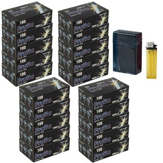 Click Zigarettenhülsen Filterhülsen Klick Hülsen Aromakapsel SET Box Feuerzeug Vanilla 20x 100er Box (2000 Hülsen)